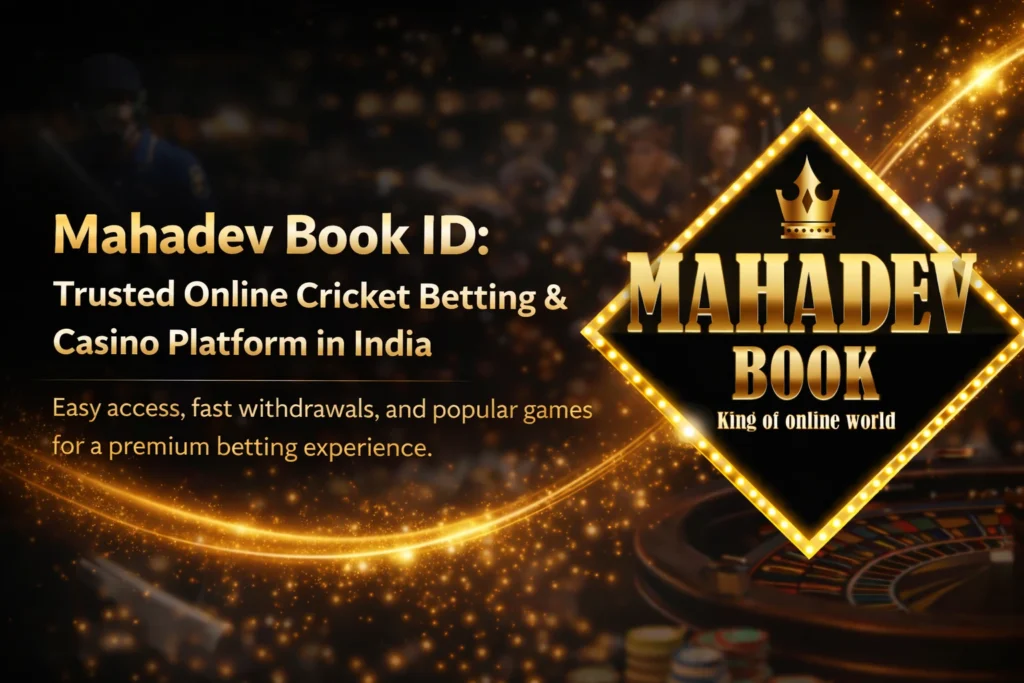 Mahadev Book ID logo banner showing trusted online cricket betting and live casino platform in India
