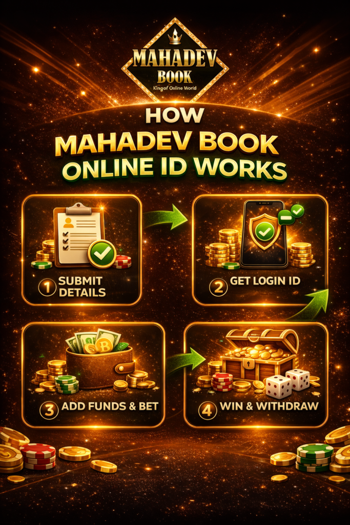 Mahadev Book Online ID step-by-step process explaining registration, login, funding, and withdrawal.