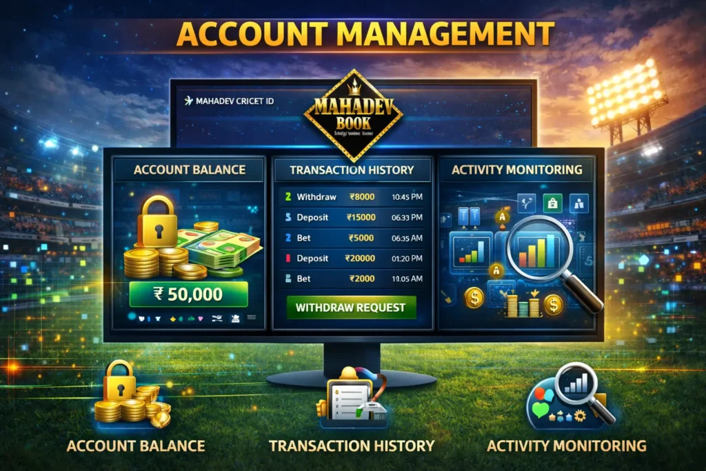 Account Management Dashboard – Mahadev Cricket ID