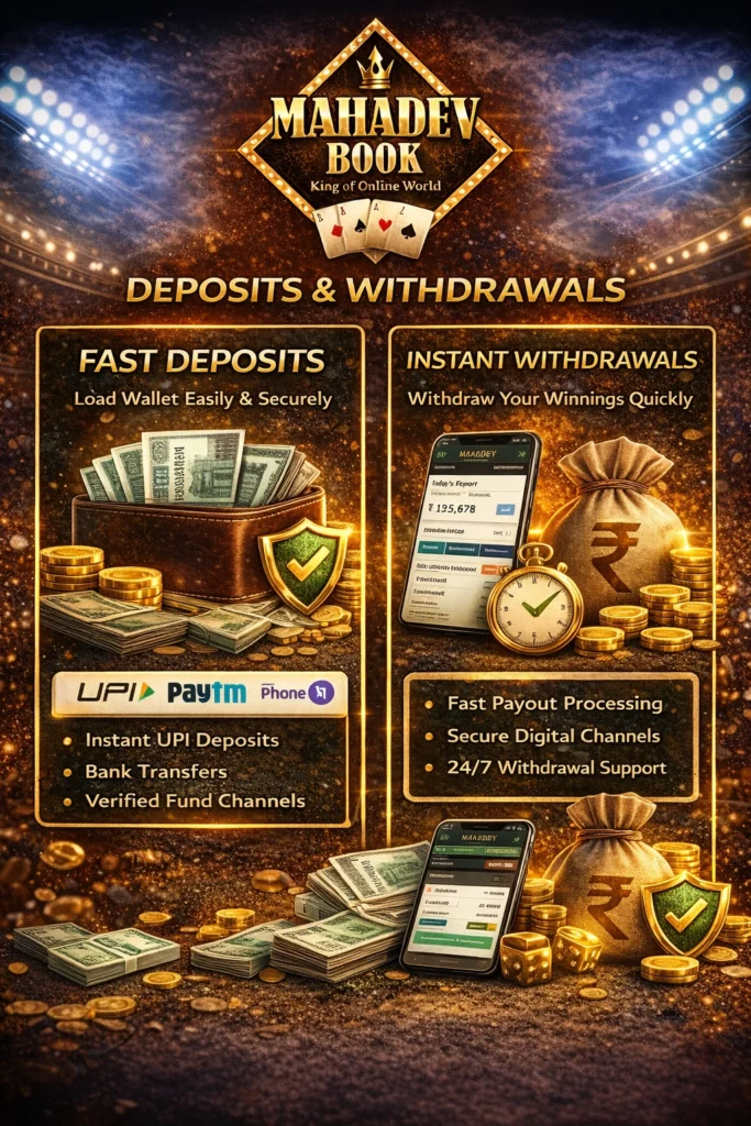 Mahadev Online Book Deposit and Withdrawal Process Graphic
