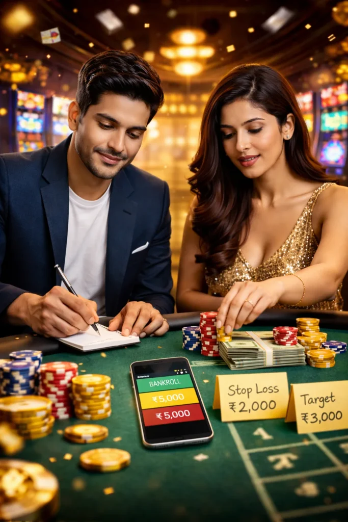 Player planning bankroll strategy during Casino Play on Mahadev Book