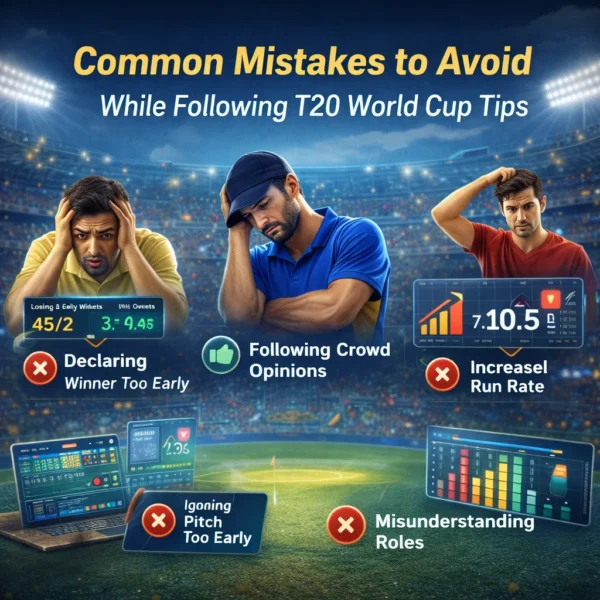 Common mistakes to avoid while following T20 World Cup Tips including early predictions and ignoring pitch analysis