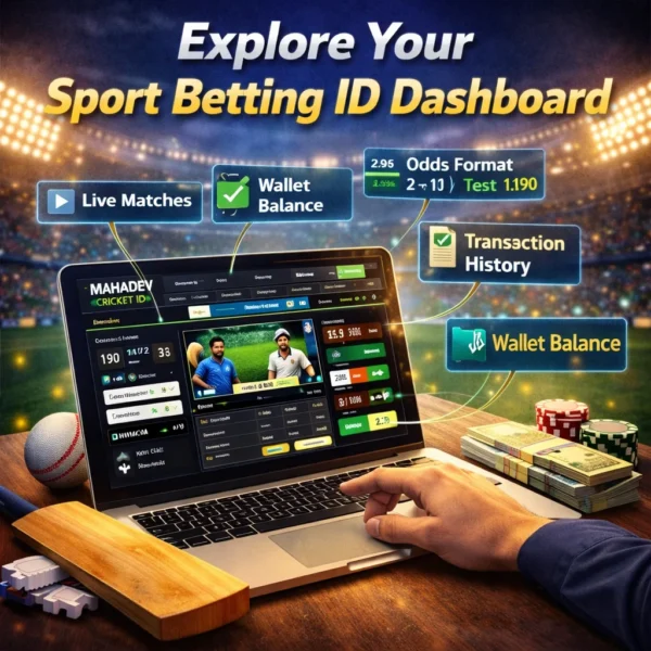 User exploring Sport Betting ID dashboard after creating betting account on Mahadev Cricket ID