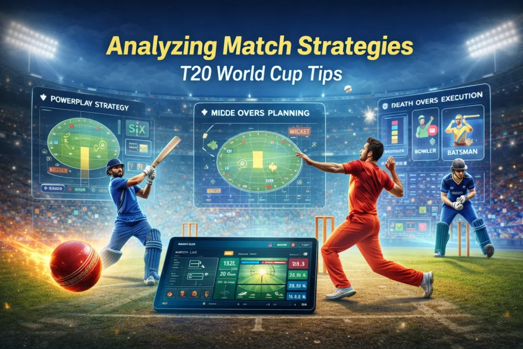Analyzing match strategies using T20 World Cup Tips with powerplay, middle overs and death over planning visuals